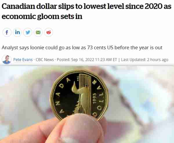 加拿大人集体变穷！加币跌至2年最低 房价骤跌家庭财富遭凶狠侵蚀