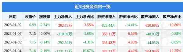 丽尚国潮（600738）1月9日主力资金净买入202.75万元