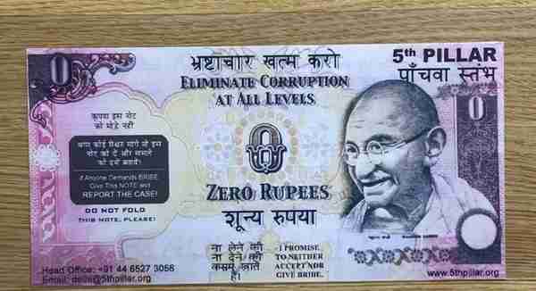 为什么印度要发行0元纸币？