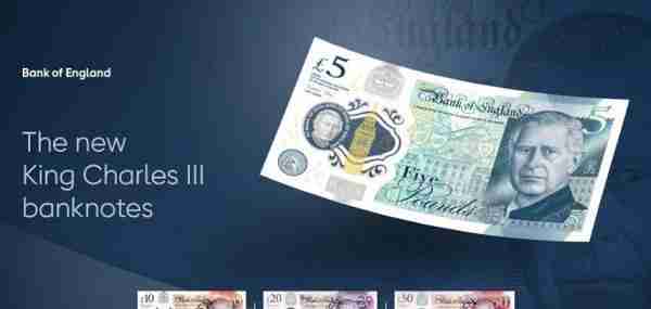 英国揭晓查尔斯三世版纸币　拟2024年年中发行