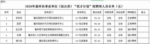 2020年嘉祥县事业单位（综合类）“优才计划”拟聘用人员公示（五）